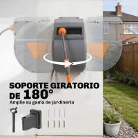 Outsunny Carrete de Manguera Retráctil 30+2 m con Boquilla de 2 Modos Bloqueo Automático y Retracción Controlada Soporte Naranja(m-6)
