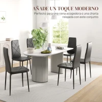 HOMCOM Set de 6 Sillas de Comedor Tapizadas de Cuero Sintético con Respaldo Alto y Patas de Acero 41x50x97 cm Negro(m-4)