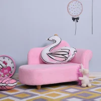 HOMCOM Fauteuil canapé méridienne pour enfant effet velours - 80 x 40 x 49 cm rose(m-10)