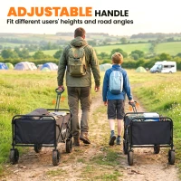 Outsunny Bolderkar Opvouwbare Handwagen Tuinwagen Transportwagen met Verstelbare Handgreephoogte en Bekerhouder Zwart(m-7)