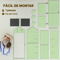 Outsunny Armário de Jardim de Madeira - Cobertizo de Arrumação com Prateleiras 77x54,2x179 cm Verde(m-8)