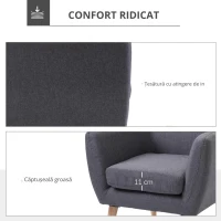 HOMCOM Scaun Fotoliu de Design Dormitor Salon Moderna Gri(m-4)