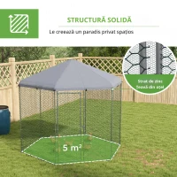 PawHut Țarc pentru găini exterior 5 m² parc cu plasă dim. 2,8L x 2,45l x 2,46H - spațiu acoperit - 5/8 găini(m-10)
