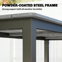 Outsunny Garden Dining Table for 6-8 Person, 180 x 86 cm Rectangular Outdoor Dining Table with Wood Slatted Top, Grey(m-6)