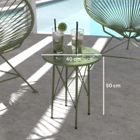 Outsunny, Okrągły stolik tarasowy z motywem kwiatowym, stalowy stolik bistro na balkon lub do ogrodu, zielony(m-3)