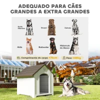 PawHut Casota para Cães de Exterior em Plástico com 2 Janelas, Base Elevada, Estacas Castanho Escuro(m-5)