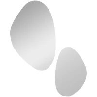 HOMCOM Set of 2 Pebble-Shaped Wall Mirror - Gold Tone(m-1)