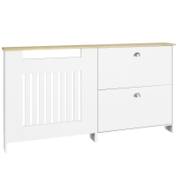 HOMCOM Cobertura Radiadores com Sapateira  e 2 Gavetas Rebatíveis Desenho Moderno de Ripas 152x19x81 cm  Branco