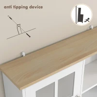 HOMCOM Freestanding Kitchen Cupboard, Storage Cabinet with Doors and Adjustable Shelves, Counter Top, Grid Glass Doors, 80L x 37W x 183H cm - White(m-8)