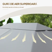 Outsunny Acoperiș de Rezervă 4x3 m pentru Foișor Anti UV din Poliester cu Ventilație, Gri Deschis(m-5)