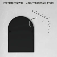 HOMCOM 50 x 70cm Arched Home Mirror - Black(m-8)