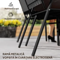 Outsunny Set 4 Scaune de Grădină Stivuibile Scaune de Exterior 56x66x91 cm Negru(m-6)