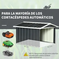 Outsunny Garaje para Robot Cortacésped de Acero Galvanizado con Techo Dos Aguas para Jardín Exterior 87x103x66 cm Gris Oscuro(m-6)