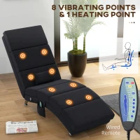 HOMCOM Fotel relaksacyjny elektryczny z funkcją masażu, ogrzewaniem, wibracjami, regulacją pozycji, poduszką lędźwiową, boczną kieszenią i pilotem. Idealny do salonu, czarny, w stylu lnianym(m-4)