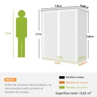 Outsunny Cobertizo de Jardín Exterior de Plástico 0,81 m² 134x68,5x170 cm con Suelo 2 Estantes Plegables Puertas con Pestillo(m-3)