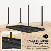 Outsunny Table Basse de Jardin en Acier Galvanisé, Plateau à Lattes, Table Rectangulaire aux Angles Arrondis, 90x50x43cm, Noir(m-7)