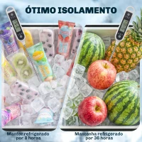 Outsunny Carrinho Frigorífico de 56L com Rodas Pega Ajustável Abre-garrafas Recolhedor de Tampas Dreno 75x35x120 cm Preto(m-5)