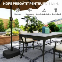 Outsunny Bază Pătrată pentru Umbrelă, Suport Greu pentru Umbrele de Exterior, Umplibil cu Nisip până la 25kg sau cu Apă până la 20kg, pentru Grădină, Piscină, Negru(m-6)