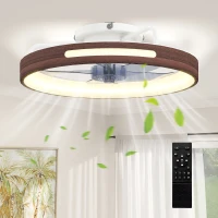 HOMCOM Ventilador de Teto com Luz LED 40 W Motor DC Reversível Comando à Distância 6 Velocidades 3 Cores Temporizador Teca(m-6)