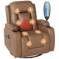 HOMCOM Verstellbarer Massagesessel mit Heizfunktion in Kunstleder, 8 Massagepunkte, Braun(m-7)