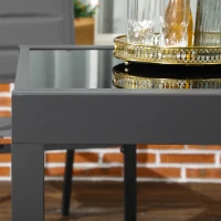 Outsunny Extending Garden Table, Outdoor Dining Table with Aluminium Frame and Tempered Glass Tabletop, 80/160 x 80 x 75 cm, Black(m-8)