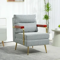 HOMCOM Fotel relaksacyjny, aksamitny, z podłokietnikami, szary(m-2)