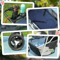 PawHut Cărucior pentru Câini cu Copertină Reglabilă, Coș Depozitare și Roți cu Frână Material Oxford 77x45x99,5 cm Albastru Închis(m-4)