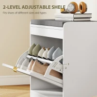 HOMCOM Shoe Storage with Seat, Upholstered Entryway Bench, Shoe Bench with 1 Flip Drawer and 4 Vents for 5 Pairs of Shoes(m-5)