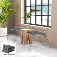 Outsunny Conjunto de 4 Almofadas para Cadeiras de Jardim com Laços e Base Antiderrapante Impermeáveis 39,5x39,5x10 cm Cinzento Escuro(m-2)