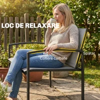 Outsunny bancă de grădină din metal, 2 locuri, material respirabil Texteline, culoare gri.(m-7)