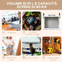 HOMCOM Carrello Spesa Pieghevole, Carrello in Alluminio, Ruote per Scale, Bianco(m-5)