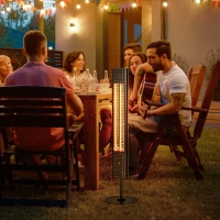 Outsunny Chauffage infrarouge ULG + sur pied 20 m² chauffage radiant électrique chauffage d'appoint sans CO₂ protection IPX5 6 niveaux de chaleur 650/1000/1320/1500/1750/2000W télécommande fournie(m-10)