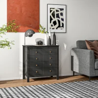 HOMCOM Elegant Chest of Five Drawers - Black(m-8)