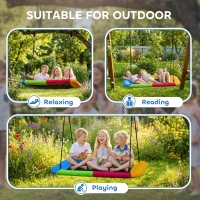 AIYAPLAY Huśtawka typu gniazdo regulowana do 300 kg z regulowanymi linami dla dzieci w wieku 3-8 lat 148x77x180 cm wielokolorowa(m-7)