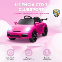 AIYAPLAY Coche Eléctrico para Niños con Licencia RUF CTR 3 Clubsport Mando a Distancia Motor Doble Ruedas Auxiliares Rosa(m-4)