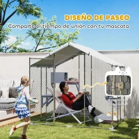 PawHut Jaula Grande para Gatos Exterior con 2 Casitas 7 Plataformas para Saltar Cubierta Impermeable y Anti-UV 240x193x195 cm(m-5)