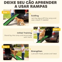 PawHut Rampa para Cães com Relva Artificial 155 cm Dobrável com Pega Ângulo Ajustável Verde(m-5)
