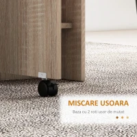 HOMCOM Masă Pliabilă cu 2 Extensii pentru 6 Persoane, cu Rafturi și Roți Integrate, Lemn Natural(m-6)