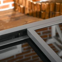 Outsunny Extending Garden Table, Outdoor Dining Table with Aluminium Frame and Tempered Glass Tabletop, 80/160 x 80 x 75 cm, Black(m-14)