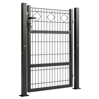 Outsunny Puerta de Jardín 100 x 131 cm Puerta de Valla de Metal Galvanizado con Cerradura Llaves Manilla y 2 Postes Gris Oscuro(m-10)