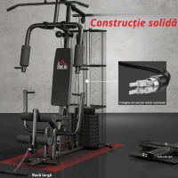 HOMCOM Statie de fitness Multifunctionala pentru Sala si Casa, din Otel 150x110x210cm Negru(m-6)
