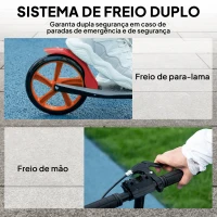 HOMCOM Trotinete Dobrável com Guiador Ajustável, Rodas Grandes de 200 mm, Amortecimento e Travão, Carga Máxima de 100 kg, 91,5x36,5x91-104 cm, Vermelho(m-6)