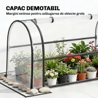 Outsunny Jardinieră Ridicată cu Mini Sera și Orificiu de Drenare, 100x49x136 cm, Negru(m-5)