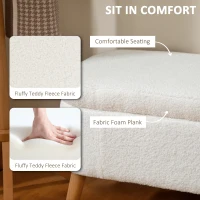 HOMCOM Stołek do przechowywania, stołek z 65 l przestrzeni do przechowywania, podnóżek, materiał polarowy, drewno kauczukowe, pianka, 120 x 42 x 45 cm, kremowo-biały(m-5)