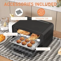HOMCOM Small Toaster Oven, 12L Multifunction Mini Countertop Oven with Glass Door, Adjustable Temperature and Timer, Black(m-6)