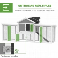PawHut Gallinero para Exterior Grande de Madera 204x85x93 cm con Caja de Anidación Corral Bandeja Extraíble y Percha Gris(m-5)