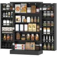 HOMCOM Kitchen Cupboard, Freestanding Multi-Storage Kitchen Pantry Cabinet with Adjustable Shelves, Black(m-11)