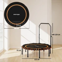 SPORTNOW Trampoline de fitness avec guidon réglable, trampoline de sport pour intérieur et extérieur, acier, plastique, orange(m-3)
