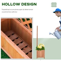 Outsunny Jardinieră cu spalier, bac de flori ridicat, pentru plante cățărătoare, legume, flori, din lemn masiv, interior și exterior, curte, grădină, balcon, 70 x 28 x 117 cm, maro(m-5)
