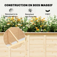 Outsunny Lit de jardin Carré Potager de Jardin surélevé, Fond Ouvert, 152x77x77cm, en bois massif, effet bois naturel(m-9)